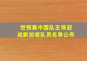 世预赛中国队主场迎战新加坡队员名单公布