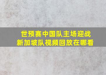 世预赛中国队主场迎战新加坡队视频回放在哪看