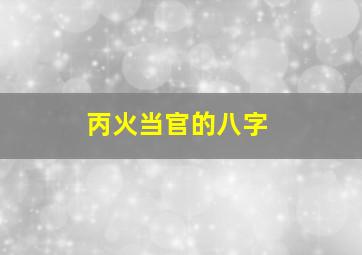 丙火当官的八字