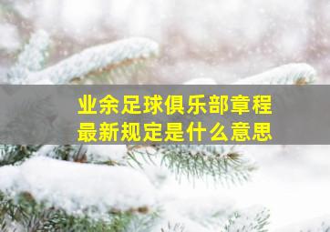 业余足球俱乐部章程最新规定是什么意思