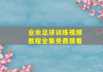 业余足球训练视频教程全集免费观看