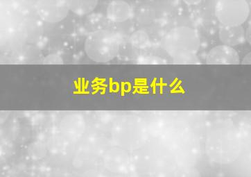 业务bp是什么