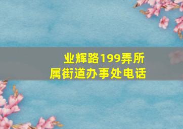 业辉路199弄所属街道办事处电话