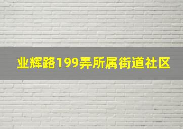 业辉路199弄所属街道社区