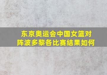 东京奥运会中国女篮对阵波多黎各比赛结果如何