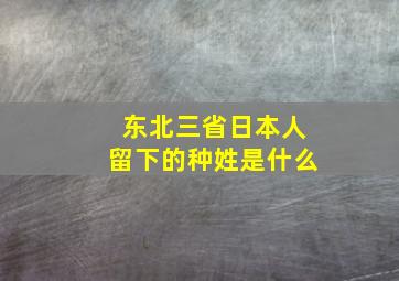 东北三省日本人留下的种姓是什么