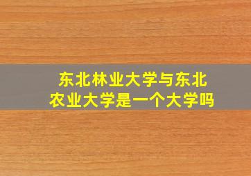 东北林业大学与东北农业大学是一个大学吗