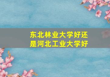 东北林业大学好还是河北工业大学好