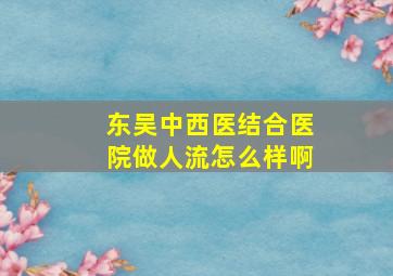 东吴中西医结合医院做人流怎么样啊