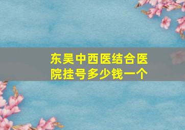 东吴中西医结合医院挂号多少钱一个