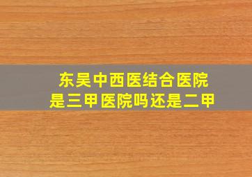 东吴中西医结合医院是三甲医院吗还是二甲