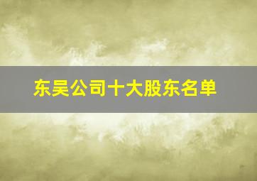 东吴公司十大股东名单