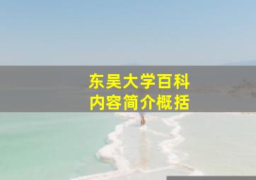 东吴大学百科内容简介概括