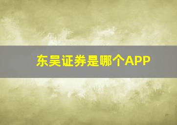 东吴证券是哪个APP