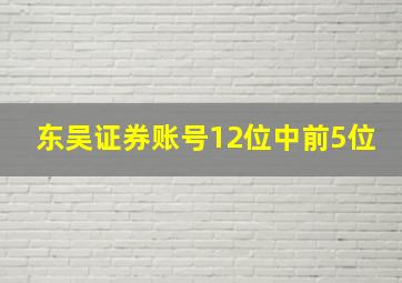 东吴证券账号12位中前5位