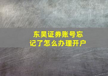 东吴证券账号忘记了怎么办理开户