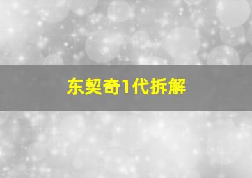 东契奇1代拆解