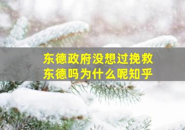 东德政府没想过挽救东德吗为什么呢知乎