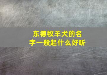 东德牧羊犬的名字一般起什么好听