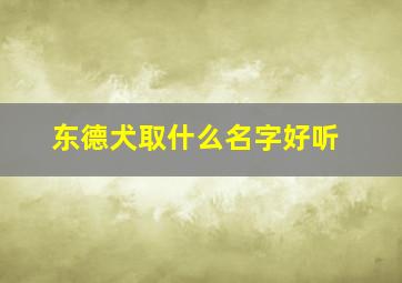 东德犬取什么名字好听