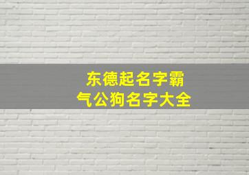 东德起名字霸气公狗名字大全