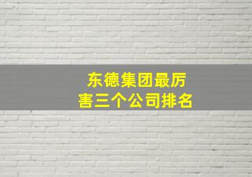 东德集团最厉害三个公司排名