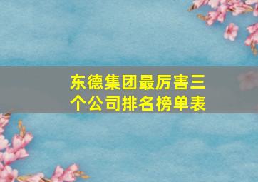 东德集团最厉害三个公司排名榜单表