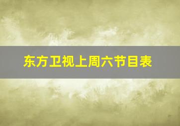 东方卫视上周六节目表