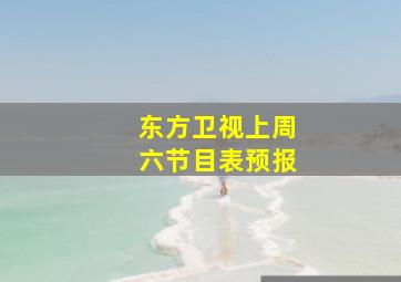 东方卫视上周六节目表预报