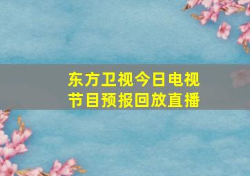 东方卫视今日电视节目预报回放直播