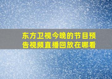 东方卫视今晚的节目预告视频直播回放在哪看