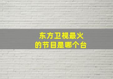 东方卫视最火的节目是哪个台