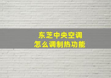 东芝中央空调怎么调制热功能