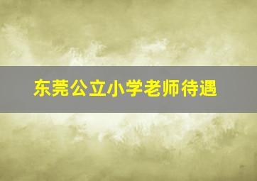 东莞公立小学老师待遇