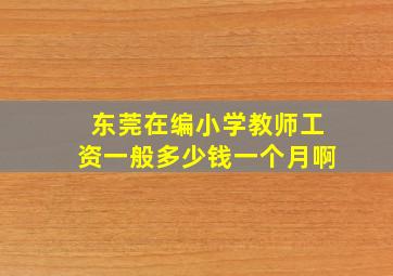 东莞在编小学教师工资一般多少钱一个月啊