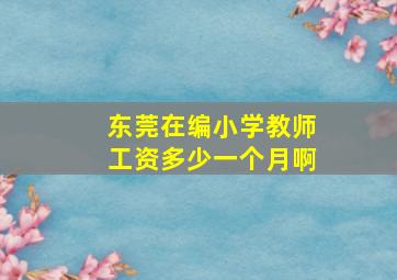 东莞在编小学教师工资多少一个月啊