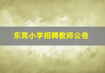 东莞小学招聘教师公告