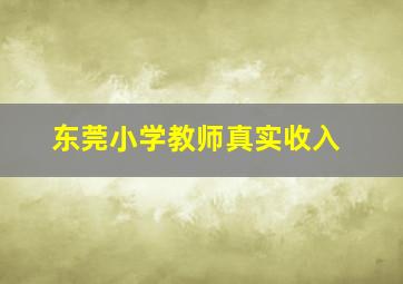 东莞小学教师真实收入