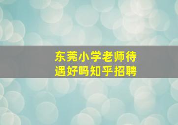 东莞小学老师待遇好吗知乎招聘