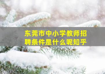 东莞市中小学教师招聘条件是什么呢知乎