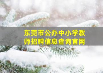 东莞市公办中小学教师招聘信息查询官网