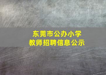 东莞市公办小学教师招聘信息公示