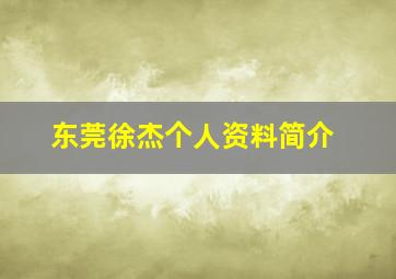 东莞徐杰个人资料简介