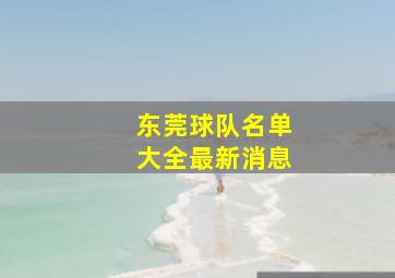 东莞球队名单大全最新消息