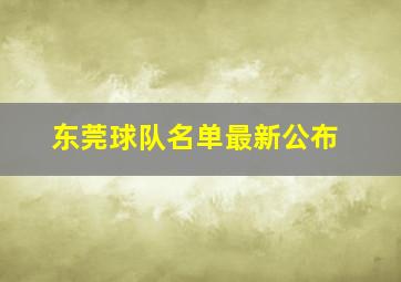 东莞球队名单最新公布