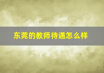 东莞的教师待遇怎么样