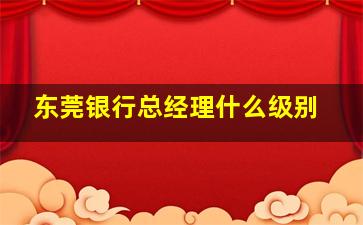 东莞银行总经理什么级别