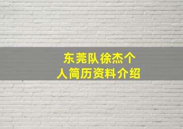 东莞队徐杰个人简历资料介绍