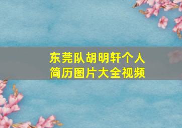 东莞队胡明轩个人简历图片大全视频