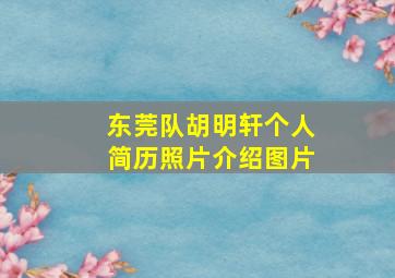 东莞队胡明轩个人简历照片介绍图片